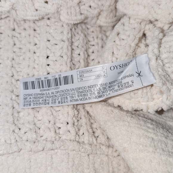 Oysho Cable Knit Basket Weave Chenille Sweater Cream Women's Medium - Picture 5 of 5